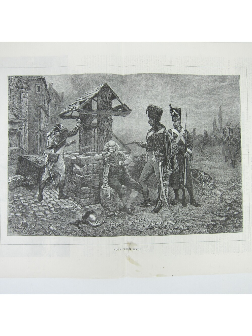 The Poison Test Soldiers at Well Engraving Print Harper's Weekly 1872 Antique
